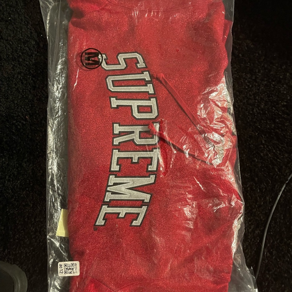 red sparkly supreme hoodie